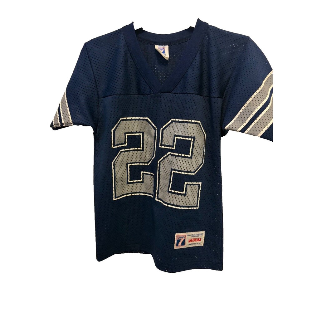 Logo 7 NFL Dallas Cowboys Vintage Emmitt Smith #22 Blue Jersey Medium Junior